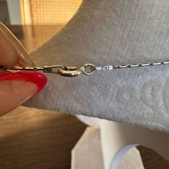 Lab-Created Square Emerald and Diamonds Necklace 14kt white gold - Picture 9 of 10